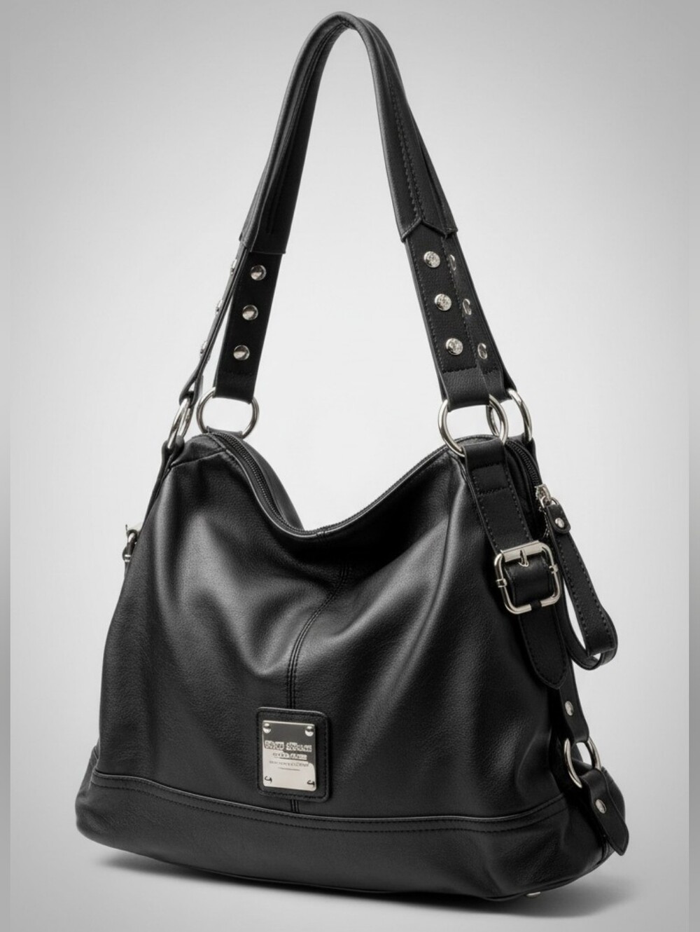 Relic by Fosil Lg Slouchy Hobo Black Shoulder Bag w Metal Hardware Accents NWOT